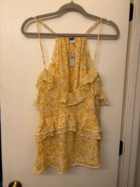 Old Navy Yellow Floral Ruffle Cami